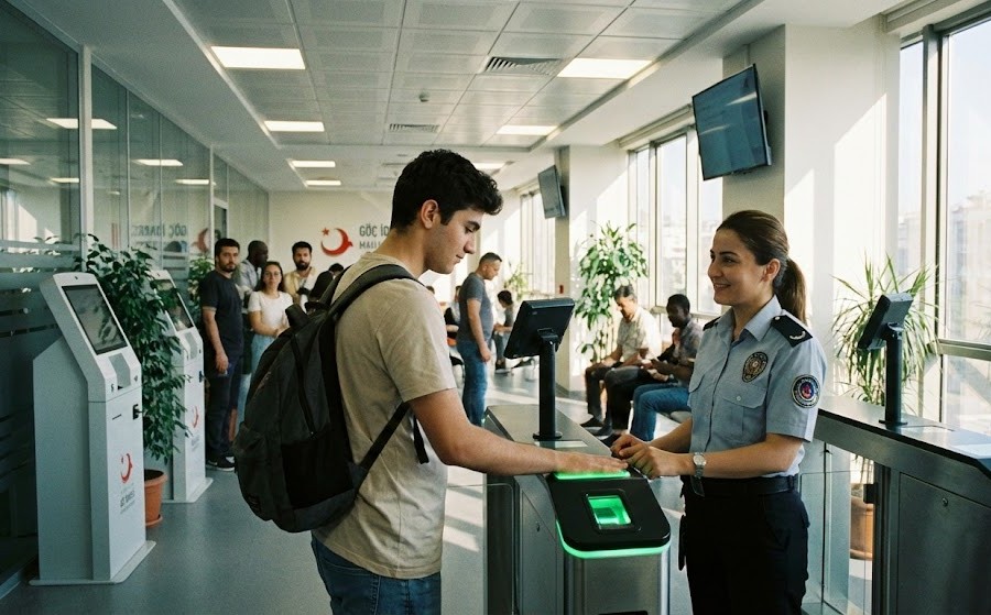 إجراءات البصمات والمقابلة للإقامة الطلابية في تركيا.